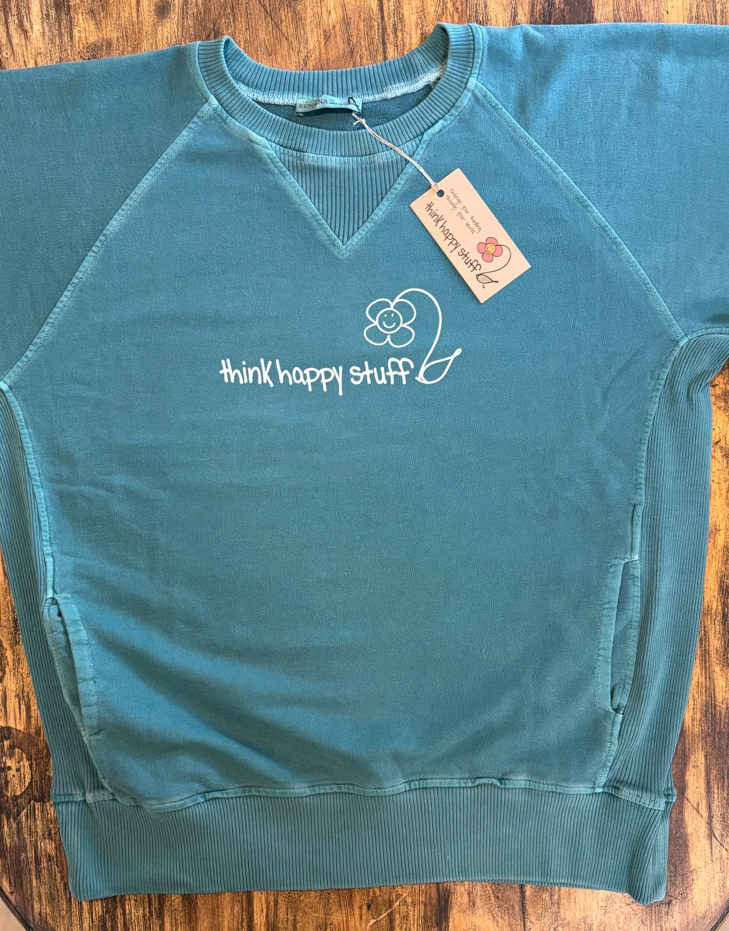 Vintage wash sweatshirt w/t pockets