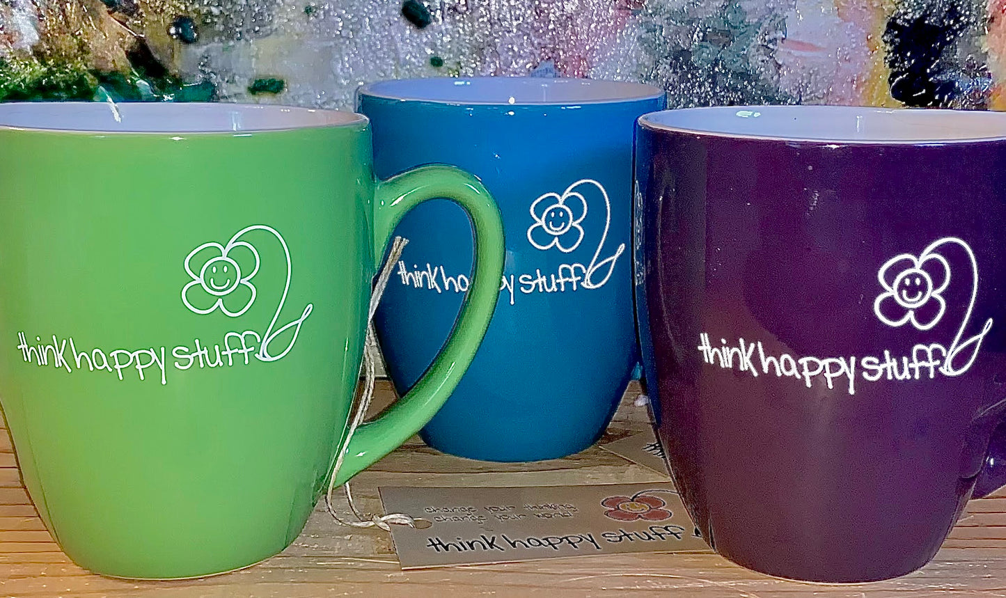 think happy stuff mug - 16oz