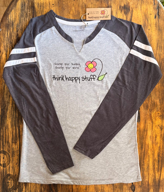 Gameday V- neck, long sleeve tee Full Color Logo