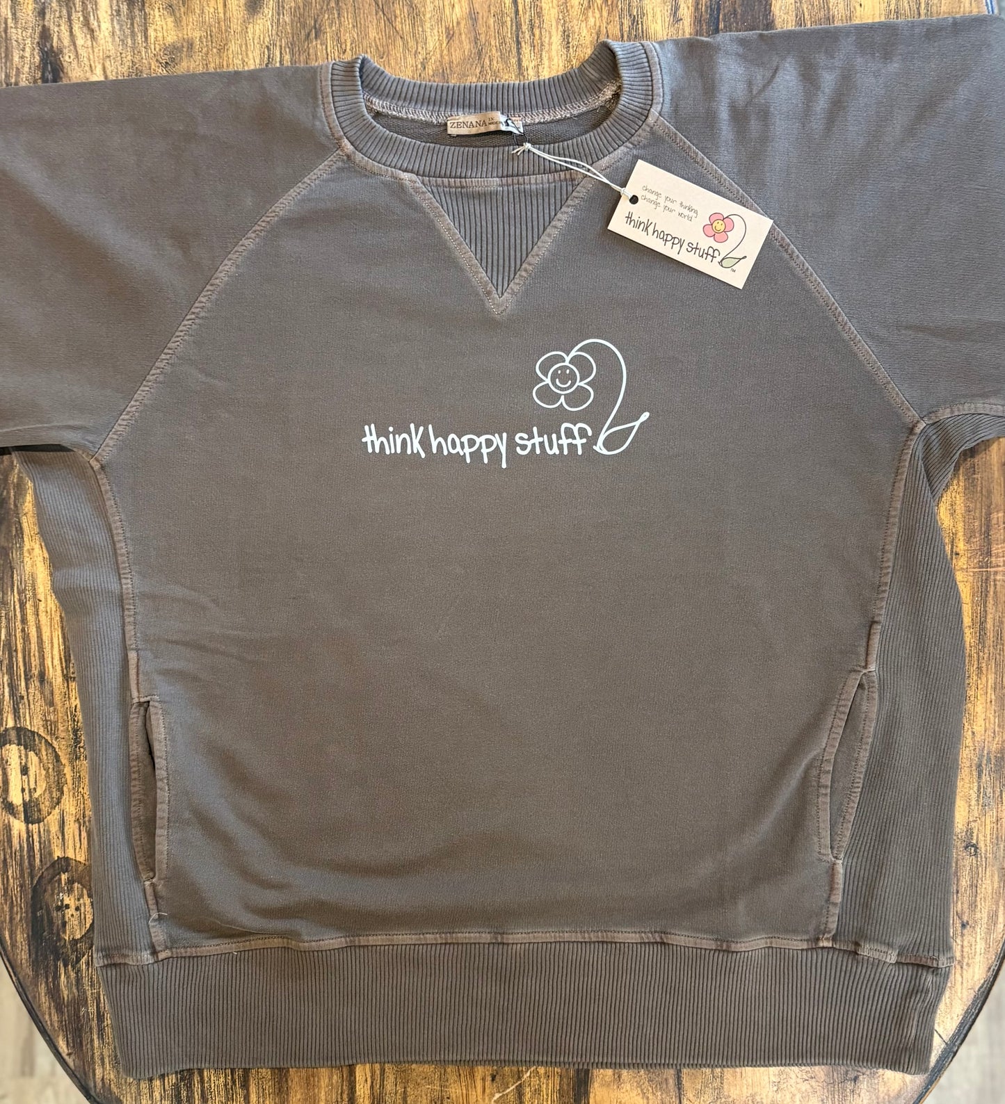 Vintage wash sweatshirt w/t pockets