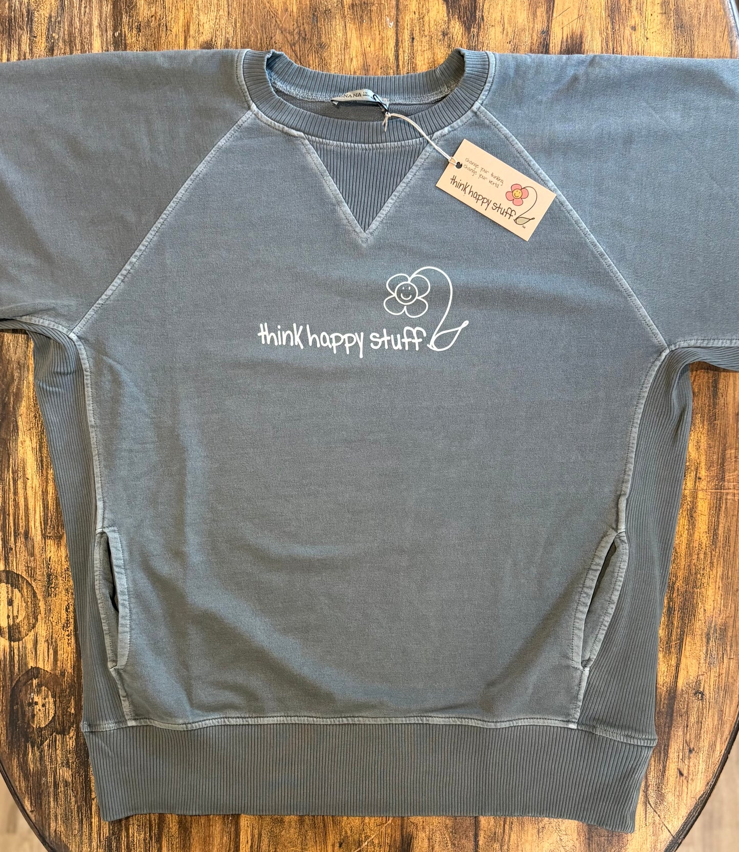 Vintage wash sweatshirt w/t pockets