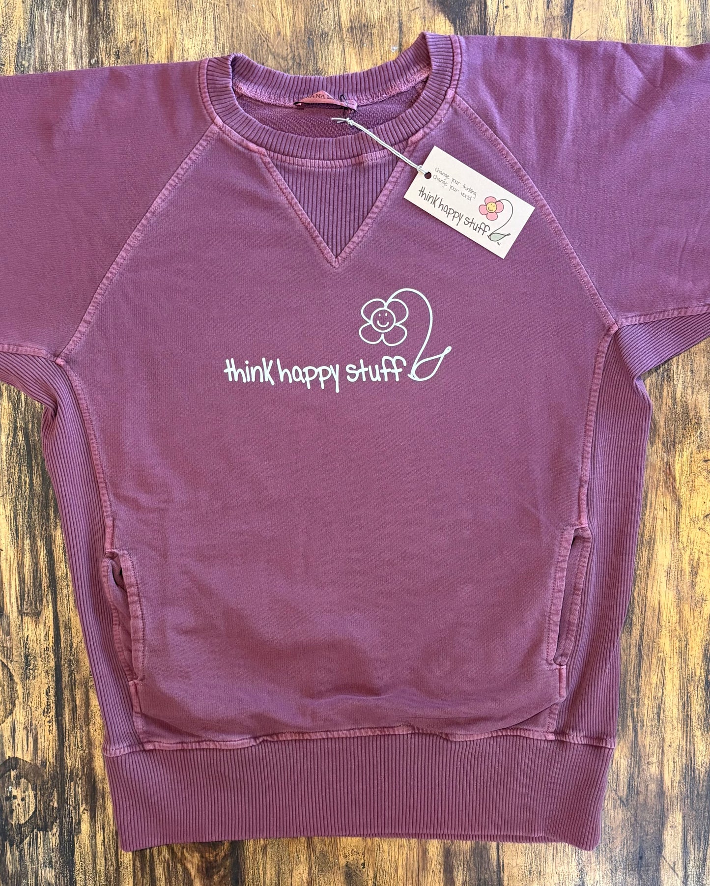 Vintage wash sweatshirt w/t pockets